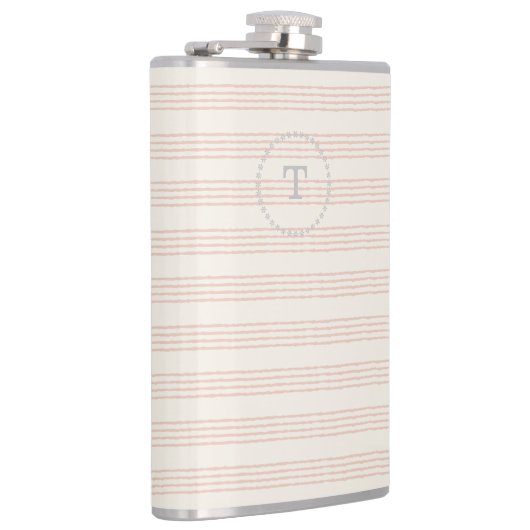 Dusty Roos Modern Monogram Naam Boho Strip Heupfles (Rechts)