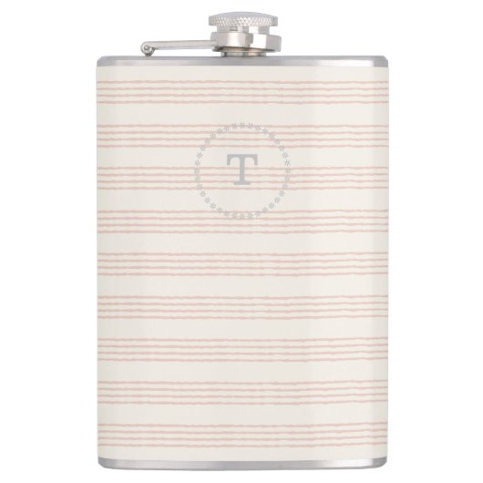 Dusty Roos Modern Monogram Naam Boho Strip Heupfles (Voorkant)