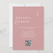 Dusty Roos Modern Monogram Wedding QR Code Kaart (Achterkant)