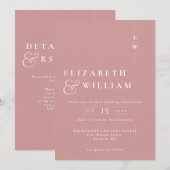Dusty Roos Modern Monogram Wedding QR Code Kaart (Voorkant / Achterkant)