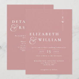 Dusty Roos Modern Monogram Wedding QR Code Kaart
