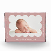 Dusty Roos Modern Scalloped Birth Announance Fotoblokken (Voorkant)
