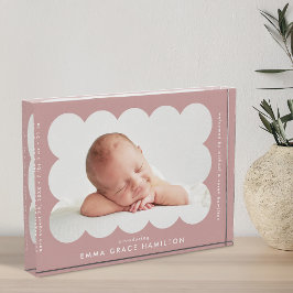 Dusty Roos Modern Scalloped Birth Announance Fotoblokken