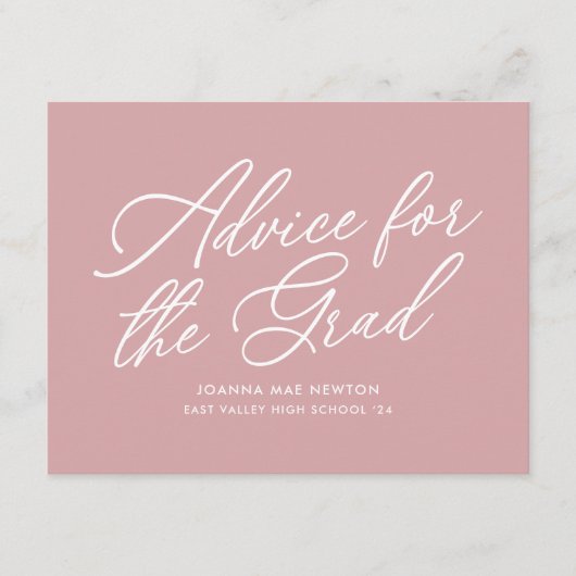Dusty Roos Modern Script Afstuderen Advieskaart (Voorkant)