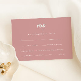 Dusty Roos Modern script | Keuze uit weddenschappe RSVP Kaartje
