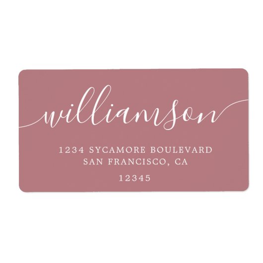 Dusty Roos Modern Script Retouradres Etiket (Voorkant)