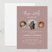 Dusty Roos Moderne Calligraphy Engagement Party Kaart (Voorkant / Achterkant)