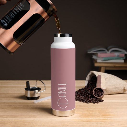 Dusty Roos Moderne Typografie Gepersonaliseerd Waterfles (Koffie)