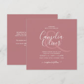 Dusty Roos Monochrome Wedding Kaart (Voorkant / Achterkant)