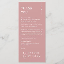 Dusty Roos Monogram bruiloft Dank u plaats kaart