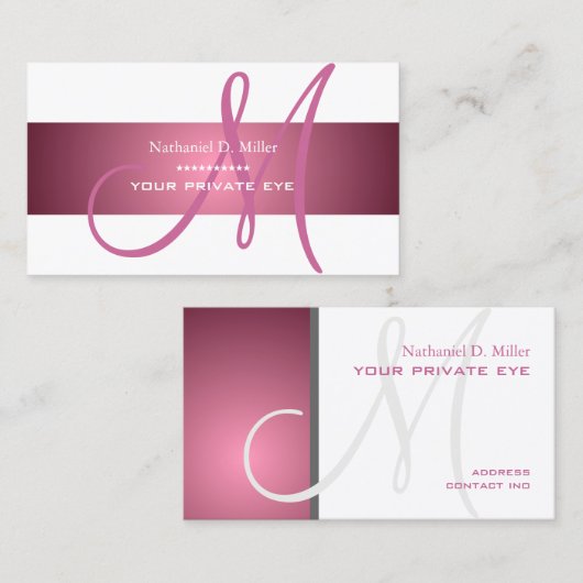 Dusty Roos Monogram/DIY achtergrond kleur Visitekaartje (Voorkant / Achterkant)