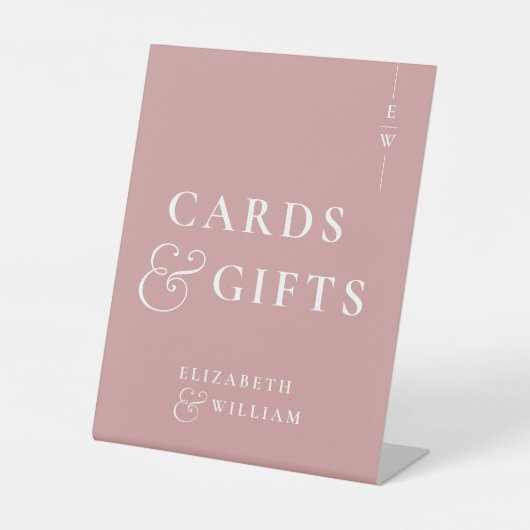 Dusty Roos monogram Kaarten en geschenken Reclamebord Met Voetstuk (Voorkant)