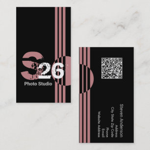 Dusty roos monogram QR-code abstract geometrisch Visitekaartje