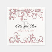 Dusty Roos Monogram Swirl Wedding Napkin Sjabloon Servet (Voorkant)