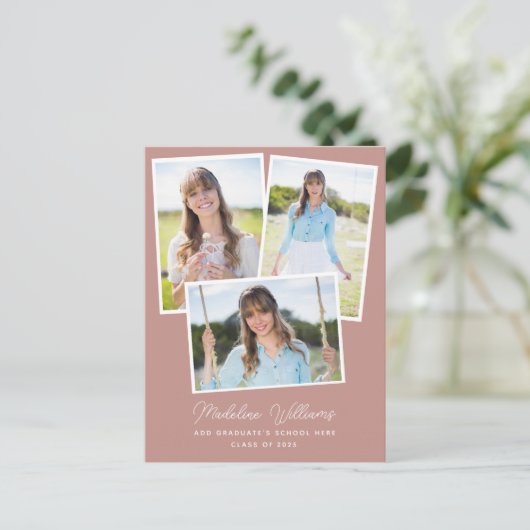 Dusty Roos Multi Photo Afstuderen Briefkaart (Staand voorkant)