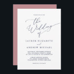Dusty Roos & Navy Blue Wedding Invitation Kaart<br><div class="desc">Mooie marineblauw en stoffige roos minimalistische trouwuitnodiging. Volledig aanpasbaar met namen,  datums,  locatie en kleuren die overeenkomen met uw trouwthema.</div>