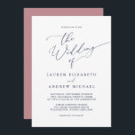 Dusty Roos & Navy Blue Wedding Invitation Kaart<br><div class="desc">Mooie marineblauw en stoffige roos minimalistische trouwuitnodiging. Volledig aanpasbaar met namen,  datums,  locatie en kleuren die overeenkomen met uw trouwthema.</div>