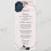 Dusty roos & Navy Flowers Geometrische bruiloft Menu (Voorkant)