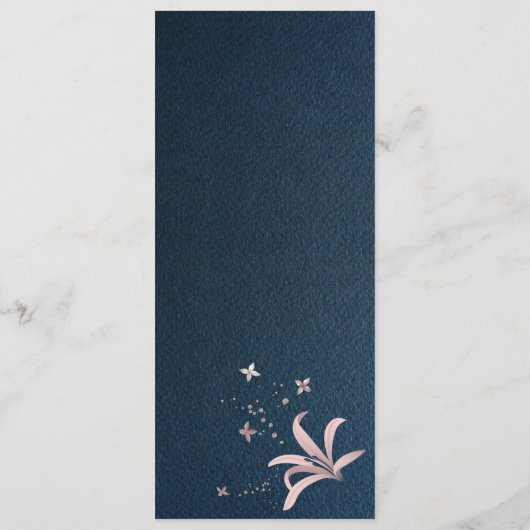 Dusty roos & Navy Flowers Geometrische bruiloft Menu (Achterkant)