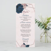 Dusty roos & Navy Flowers Geometrische bruiloft Menu (Staand voorkant)