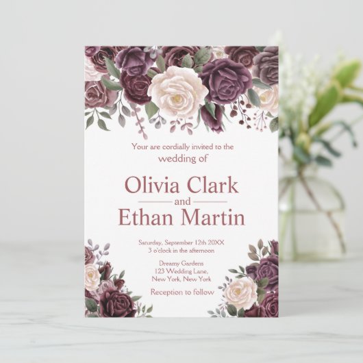  Dusty Roos op Pure White Kaart (Staand voorkant)