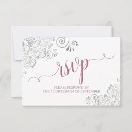 Dusty Roos op White Elegant Calligraphy Wedding RSVP Kaartje