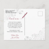 Dusty Roos op White Lacy Wedding Save the Date Aankondigingskaart (Achterkant)