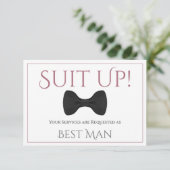 Dusty Roos op wit Be My Best Man Fun Bow Stropdas Kaart (Staand voorkant)