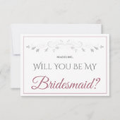 Dusty Roos op wit Elegant Be My Bridesmaid Kaart (Voorkant)