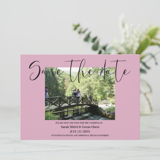 Dusty Roos Paar Foto bruiloft Bewaar de datum Save The Date (Staand voorkant)