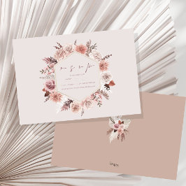 Dusty Roos Pampas Boho Wedding RSVP Kaartje