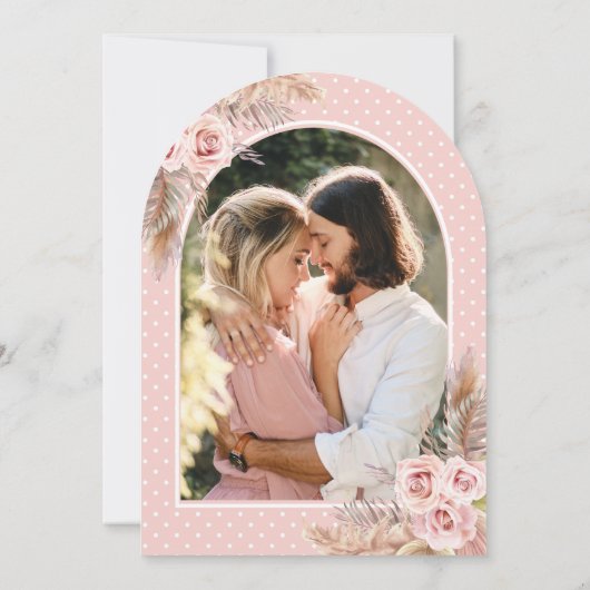 Dusty Roos Pampas Grass Arch Navy Vrijgezellenfees Kaart (Achterkant)