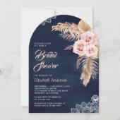 Dusty Roos Pampas Grass Arch Navy Vrijgezellenfees Kaart (Voorkant)