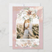 Dusty Roos Pampas Grass Floral PHOTO DANK U Bedankkaart (Voorkant)