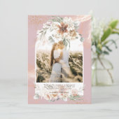 Dusty Roos Pampas Grass Floral PHOTO DANK U Bedankkaart (Staand voorkant)