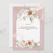 Dusty Roos Pampas Grass Floral PHOTO DANK U Bedankkaart (Achterkant)