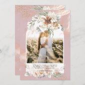 Dusty Roos Pampas Grass Floral PHOTO DANK U Bedankkaart (Voorkant / Achterkant)