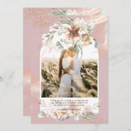 Dusty Roos Pampas Grass Floral PHOTO DANK U Bedankkaart