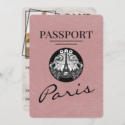 Dusty Roos Paris Passport Bewaar de datum Save The Date (Voorkant / Achterkant)