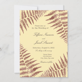 Dusty Roos & Peach Blush Ferns Wedding Kaart