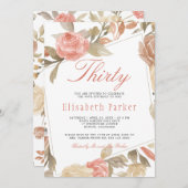 Dusty Roos Peach Cream Floral 30ste verjaardagsfee Kaart (Voorkant / Achterkant)