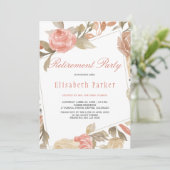 Dusty Roos Peach Cream Floral Retirement Party Kaart (Staand voorkant)