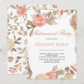 Dusty Roos Peach Cream Floral Retirement Party Kaart (Voorkant / Achterkant)