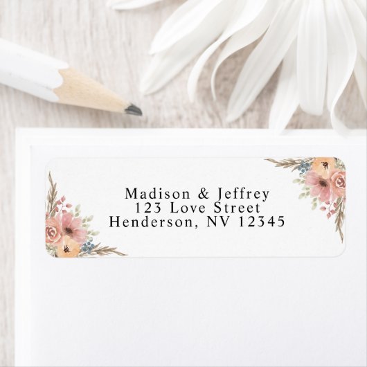  Dusty Roos Peach Floral Wedding address Etiket (Insitu)