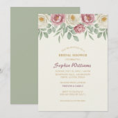 Dusty Roos Peony Bridal Shower Invitation Kaart (Voorkant / Achterkant)