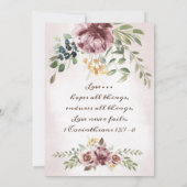 Dusty Roos Peony Floral Greenery Christelijke brui Kaart (Achterkant)