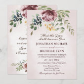 Dusty Roos Peony Floral Greenery Christelijke brui Kaart (Voorkant / Achterkant)