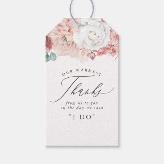 Dusty Roos Perzik Bloemen Elegant Dank u Cadeaulabel (Voorkant)