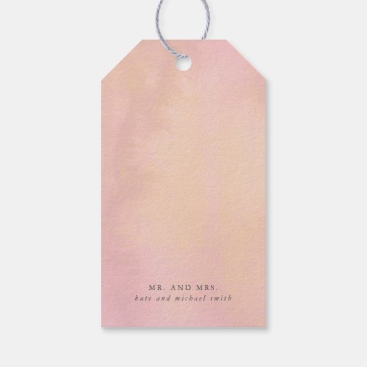 Dusty Roos Perzik Bloemen Elegant Dank u Cadeaulabel (Achterkant)