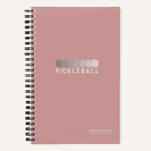 Dusty Roos Pickleball Logo Gradient Persoonlijk Notitieboek (Voorkant)